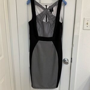 Jax Black and Gray Tie Front Cut Out Sheath Dress